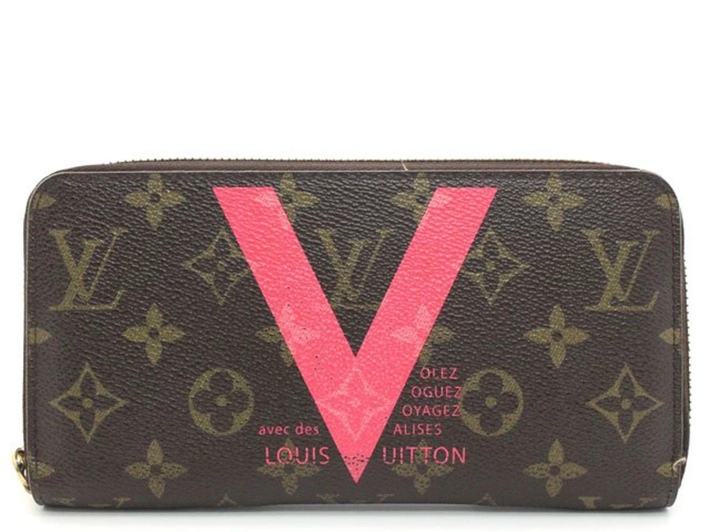 LOUIS VUITTON Zippy Wallet Round Zipper Long Monogram Grenade Pink